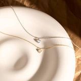 Luminous Heart Moonstone Necklace: Silver