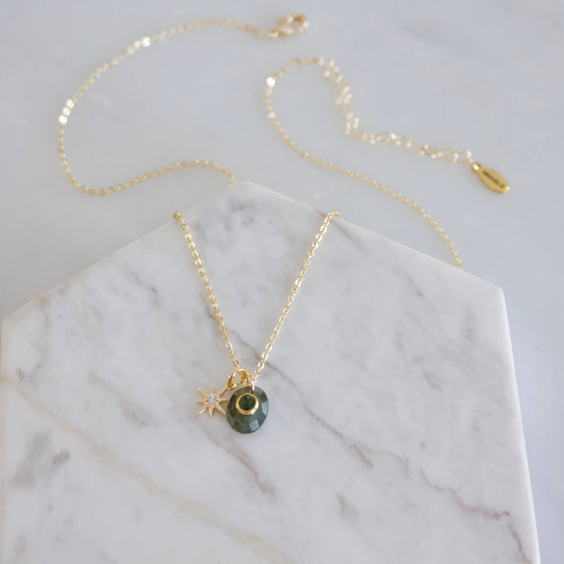 Inlay Star Necklace - Labradorite with Moss Agate 