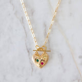 Colorful Zircon Toggle Heart Necklace