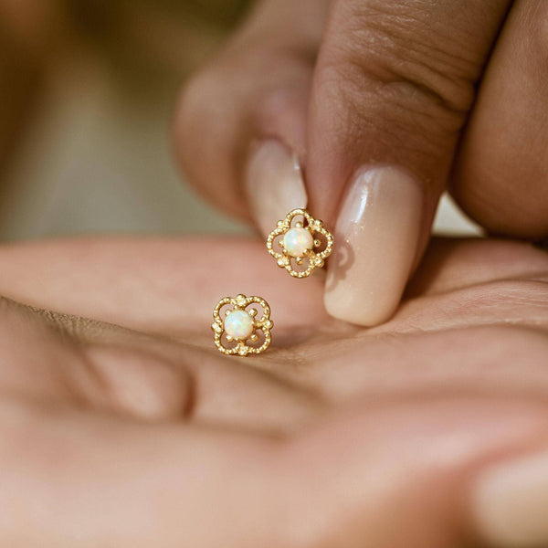 Opal Trefoil Stud