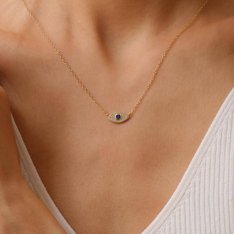 Protective Evil Eye Charm Necklace in Silver: 925 SILVER