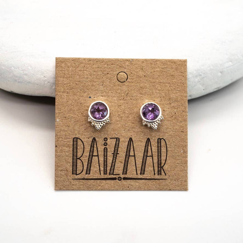 Moon Stud Earrings: Moonstone
