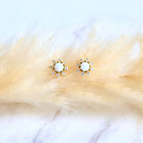 Opal Flower Stud Earrings - Hypoallergenic