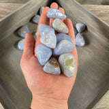Blue Chalcedony Tumbled Stones – 1 LB Bulk for Crystal Shops