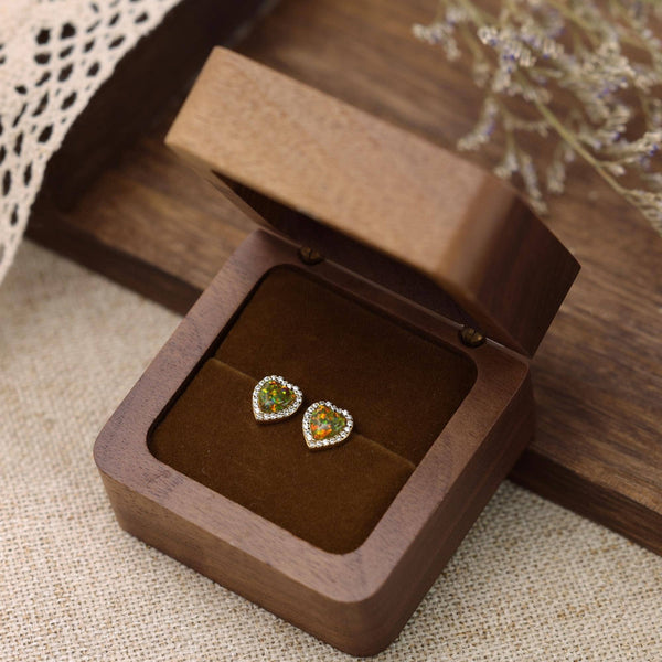Handmade Colorful Vintage Opal Stud Earrings: Gold