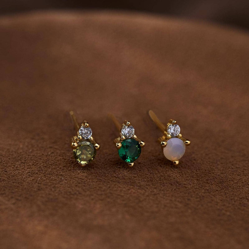 Emerald Dot Studs