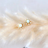 Opal Flower Stud Earrings - Hypoallergenic