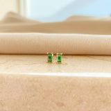 Minimalist Emerald & Diamond Accent Stud Earrings: GOLD
