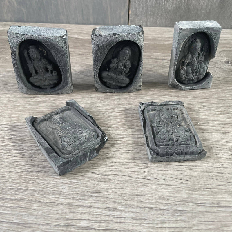 Obsidian Deity Carved Tile