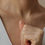 Opal & CZ Hamsa Hand Protection Necklace: 18K GOLD