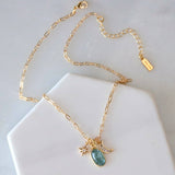 Kyanite Moon and Star Charm Necklace