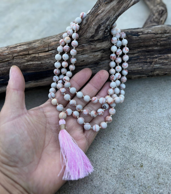 Red Jasper Stone Mala 108 Beads Hand-Knotted