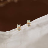 Opal Dot Studs - Silver