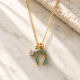 Opal and Turquoise Horseshoe Necklace