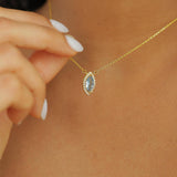 Elegant Oval Blue Topaz Birthstone Necklace