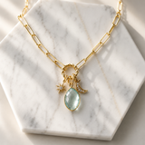 Aquamarine Moon and Star Necklace