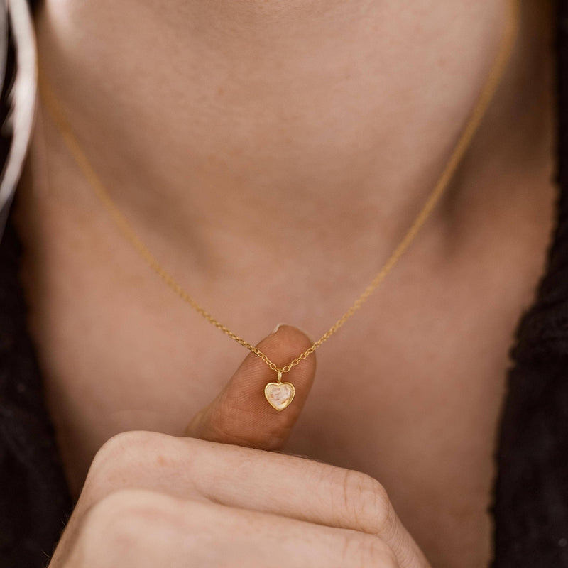 Luminous Heart Moonstone Necklace: Silver