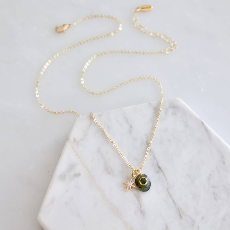 Inlay Star Necklace - Labradorite with Moss Agate 