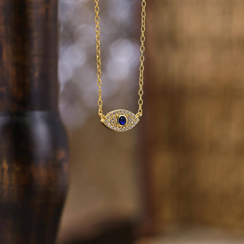 Protective Evil Eye Charm Necklace in Silver: 925 SILVER