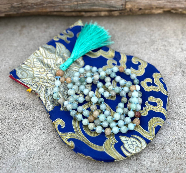 Amazonite Hand Knotted Mala, 108 Beads
