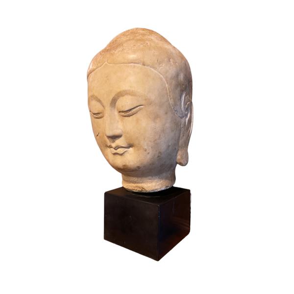 Large, Old Stone Buddha Head - Mounted