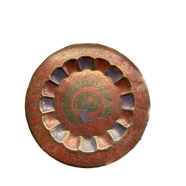 Bold Peacock Brass Plate
