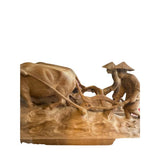 Intricate Carving - Vietnamese Farmer with Water Buffalo - in display case