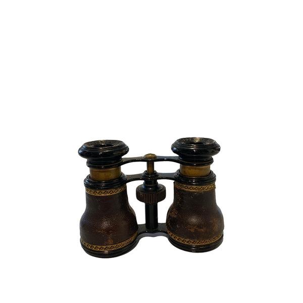 Antique Chevalier Brass and Leather Opera Glasses