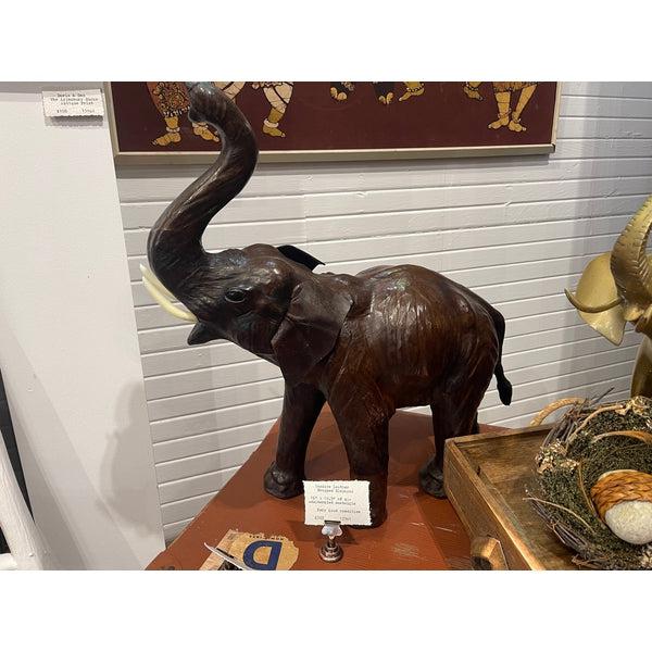 Massive Leather over Wood Elephant
