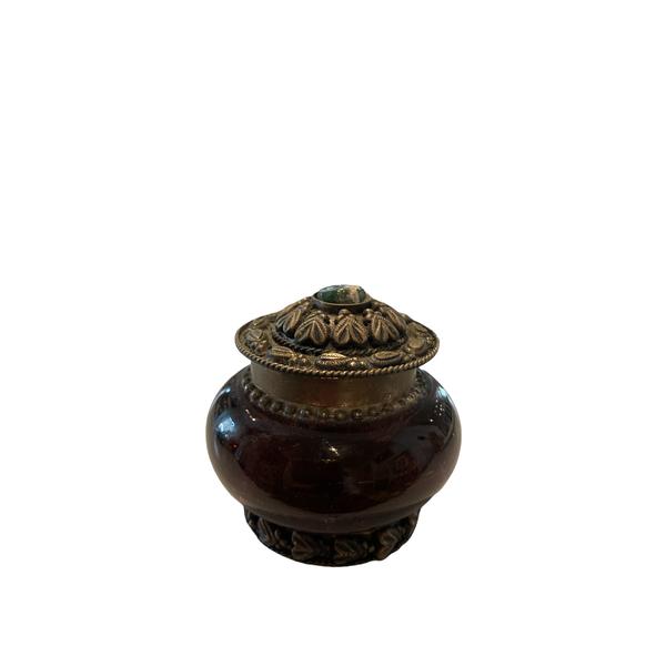Glass/Metal Snuff Box