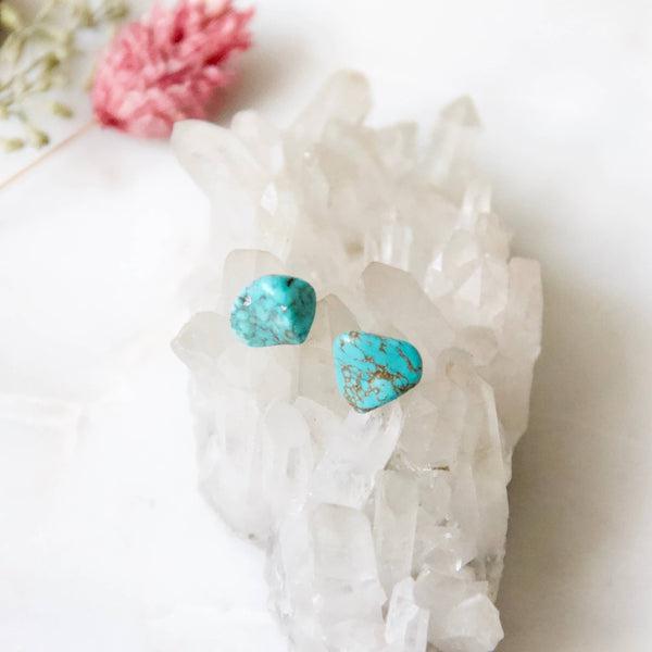Rough Turquoise Nugget Stud Earrings