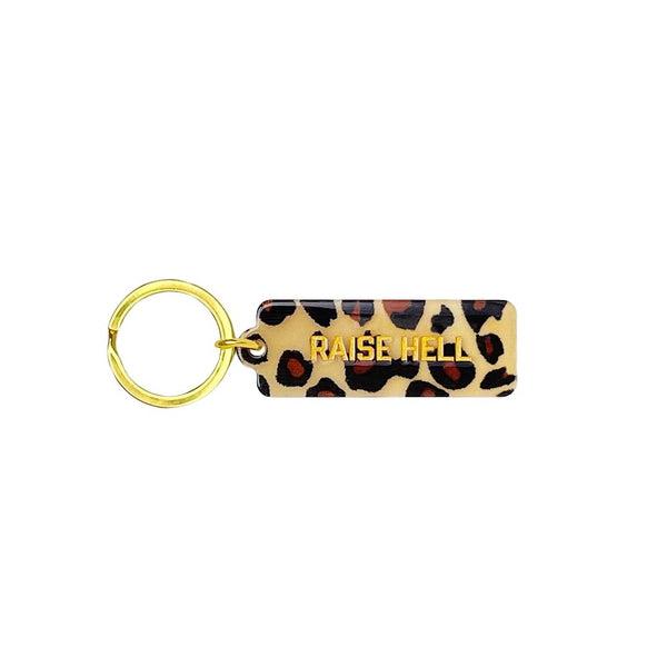 Raise Hell Leopard Rectangle Keytag