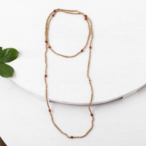Rudraksha Beaded Brass Necklace - BBN018