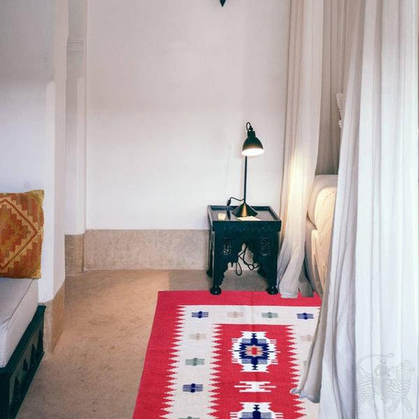 Vintage Handwoven Brick Red Kilim Rug