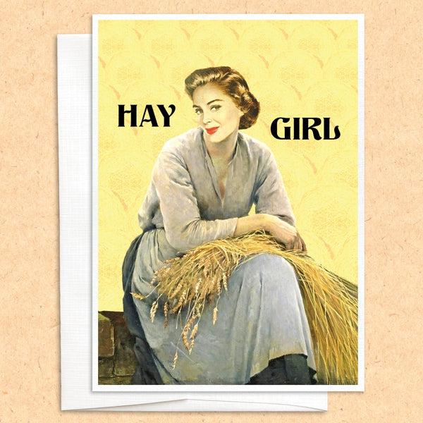 Hay Girl funny greeting card