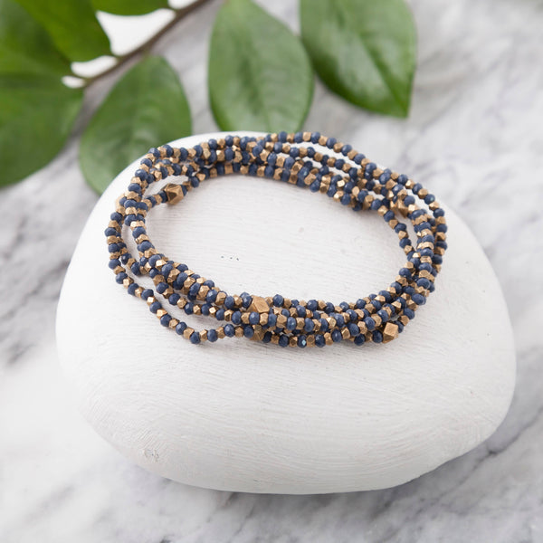Beaded Wrap Bracelet Blue