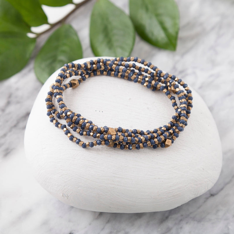Beaded Wrap Bracelet Blue