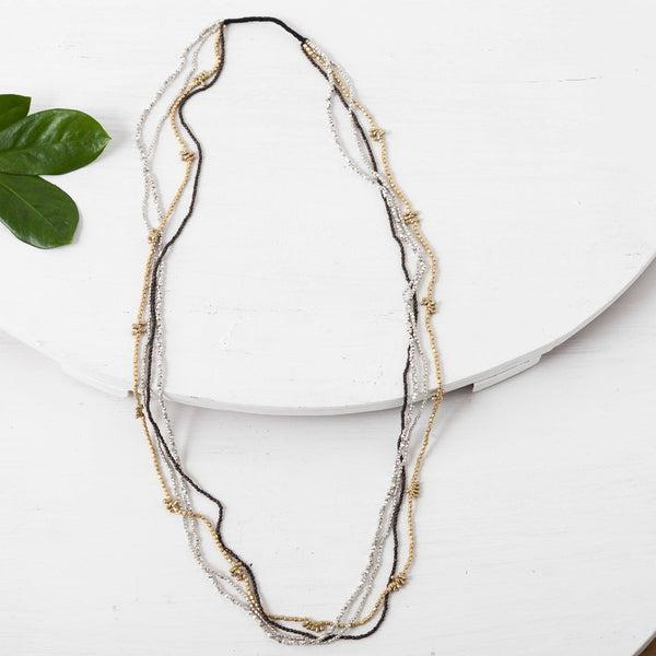 Tri-metal Waterfall Necklace