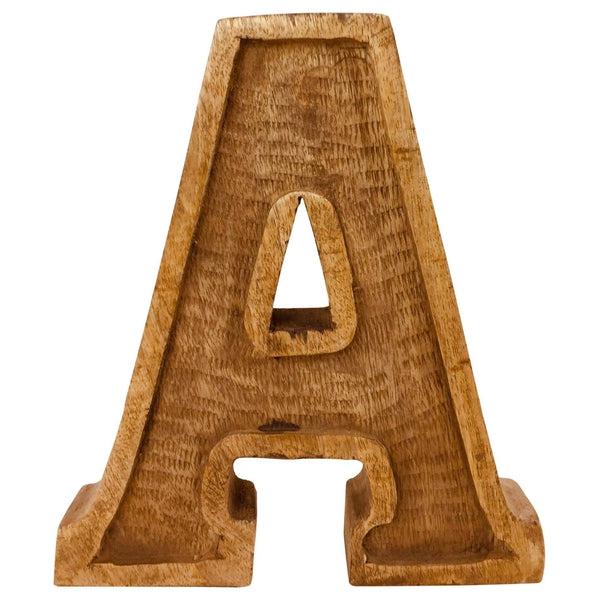 Hand Carved Wooden Embossed Letter A