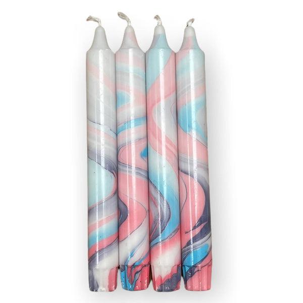 Marble Candle - Blue Pink & Lavender
