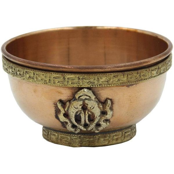 Copper Offering Bowl Incense Burner Holder (3 Inches, Golden Fish)