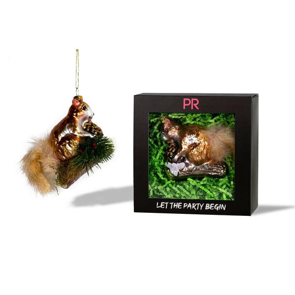 Chester the Squirrel Glass Ornament