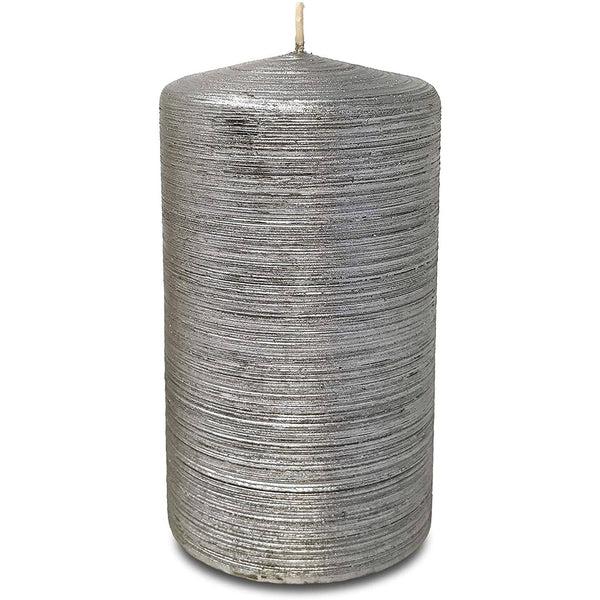 Spun Silver Candle 2.75" x 5"