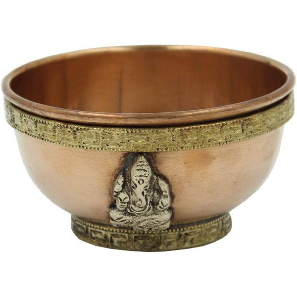 Copper Offering Bowl Incense Burner Holder (3 Inches, Ganesh)