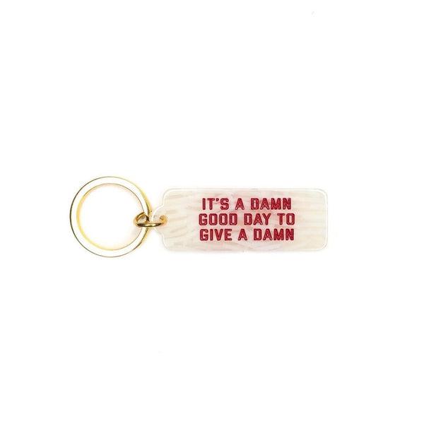 Glitter Give A Damn Rectangle Keytag