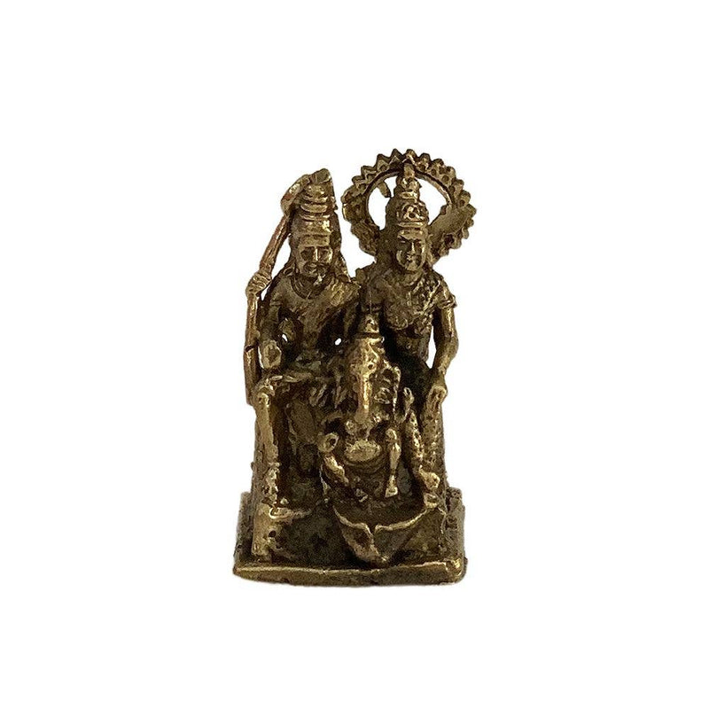 Shiva Parvati Ganesha - Miniature Brass Figurine