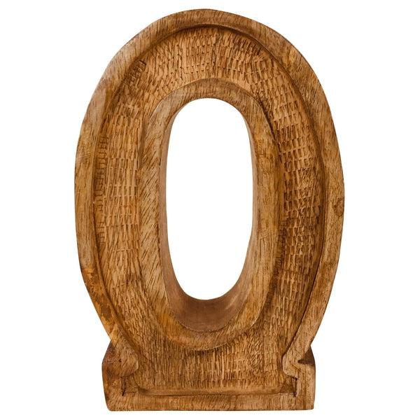 Hand Carved Wooden Embossed Letter O
