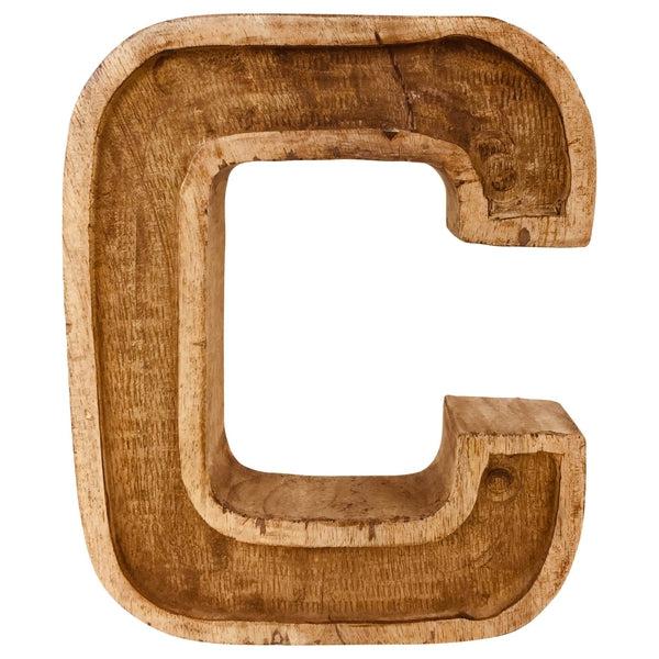 Hand Carved Wooden Embossed Letter C