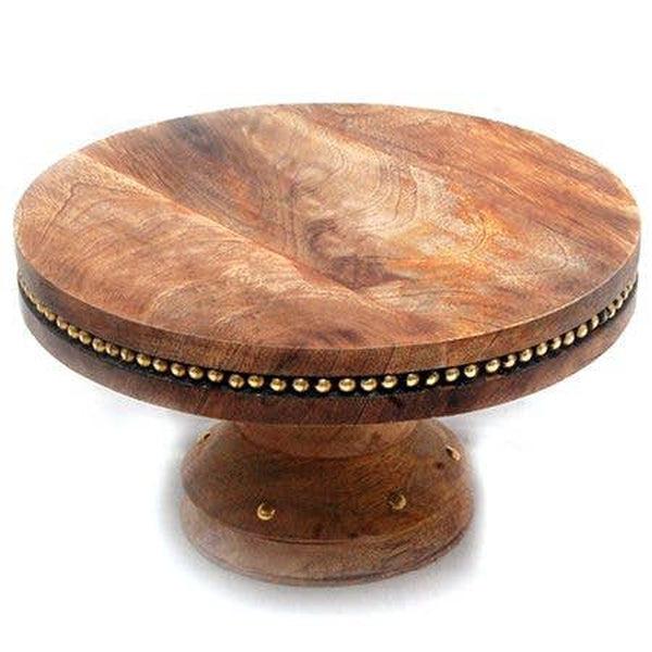 Small Studded Wooden Cake Stand