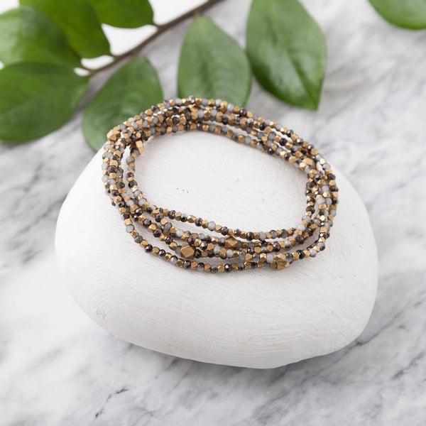 Beaded Wrap Bracelet Gray